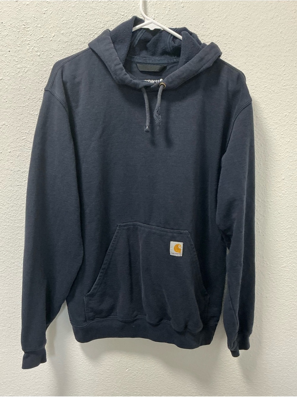 Carhartt Navy Blue Men’s Small Sleeve Logo Loose Fit Hoodie Sweatshirt TS0288